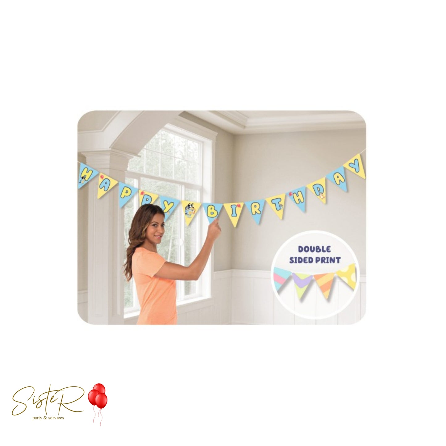 Festone Triangolare Happy Birthday Bluey