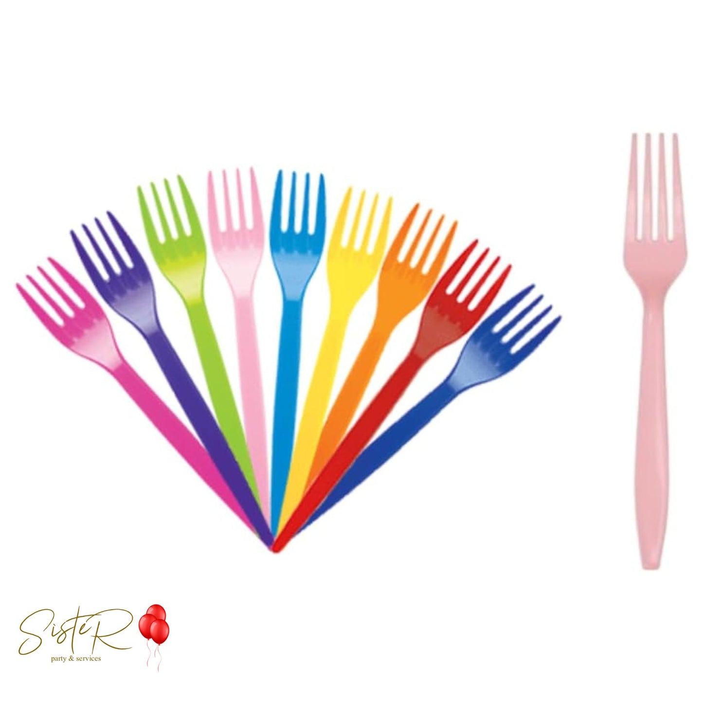 Forchette Riutilizzabili in Plastica Colorata - 24 pz