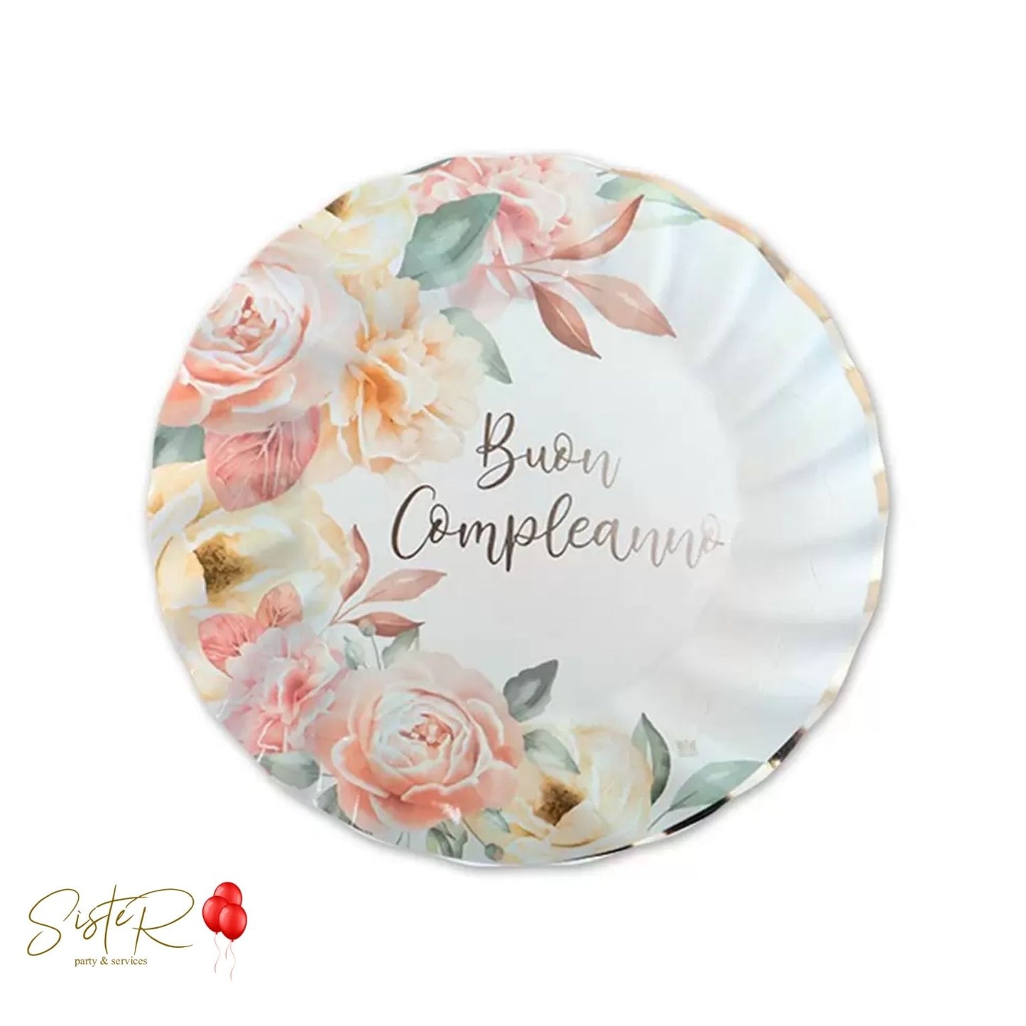 Piatti di Carta Buon Compleanno Oro Rosa