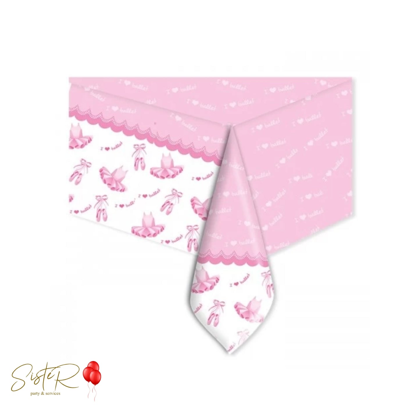 Tovaglia Plastica Tema Ballerina Rosa “I Love Ballet” – Tovaglia Festa Compleanno Bambina