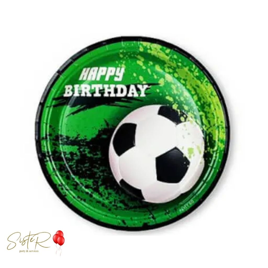 Piatti Happy Birthday Calcio Ø23 cm – 6 Pezzi in Cartoncino