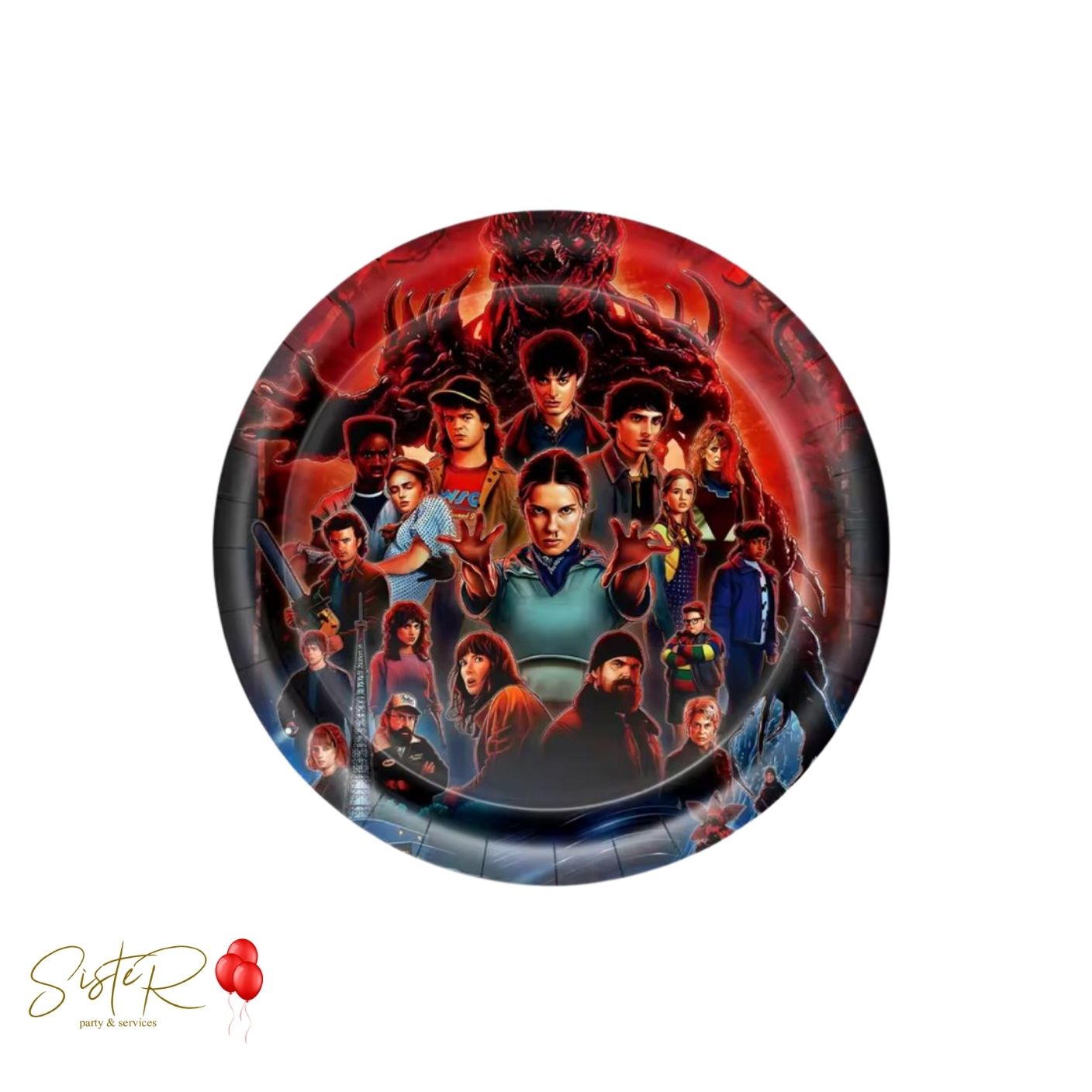 Piatti Carta Stranger Things 23 cm – Set 10 Piatti Festa Compleanno Tema Serie TV