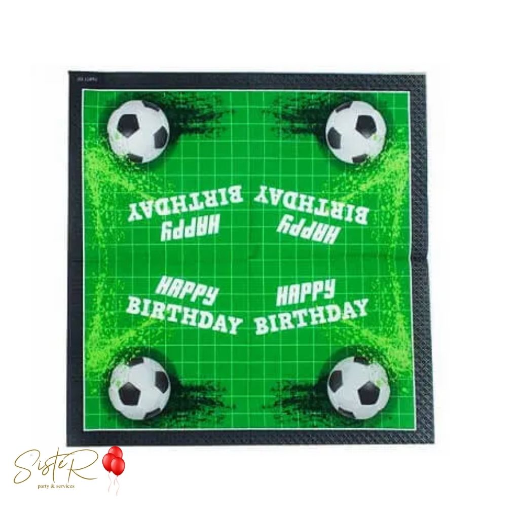 Tovaglioli Happy Birthday Calcio 33x33 cm – 10 Pezzi