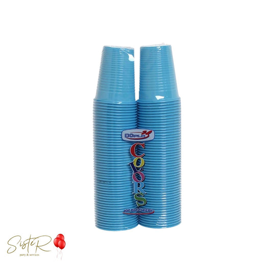 Bicchieri di Plastica Colorati Azzurro - 100 pz