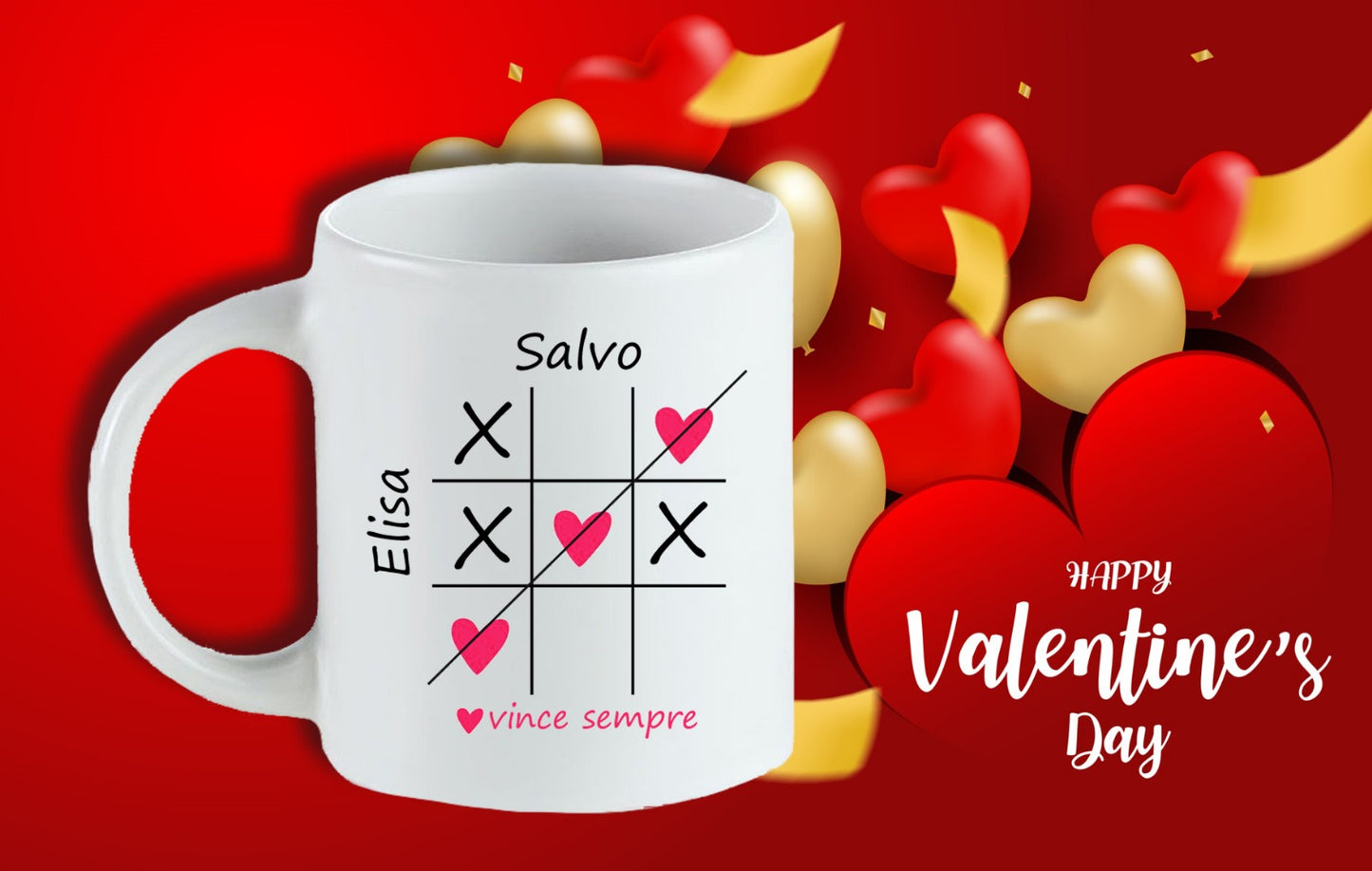 Tazza San Valentino con foto e nomi