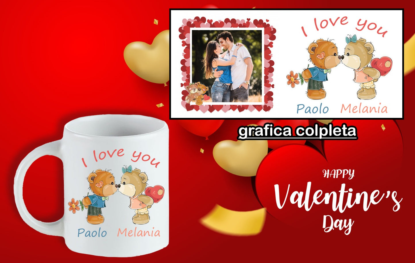 Tazza San Valentino con foto e nomi