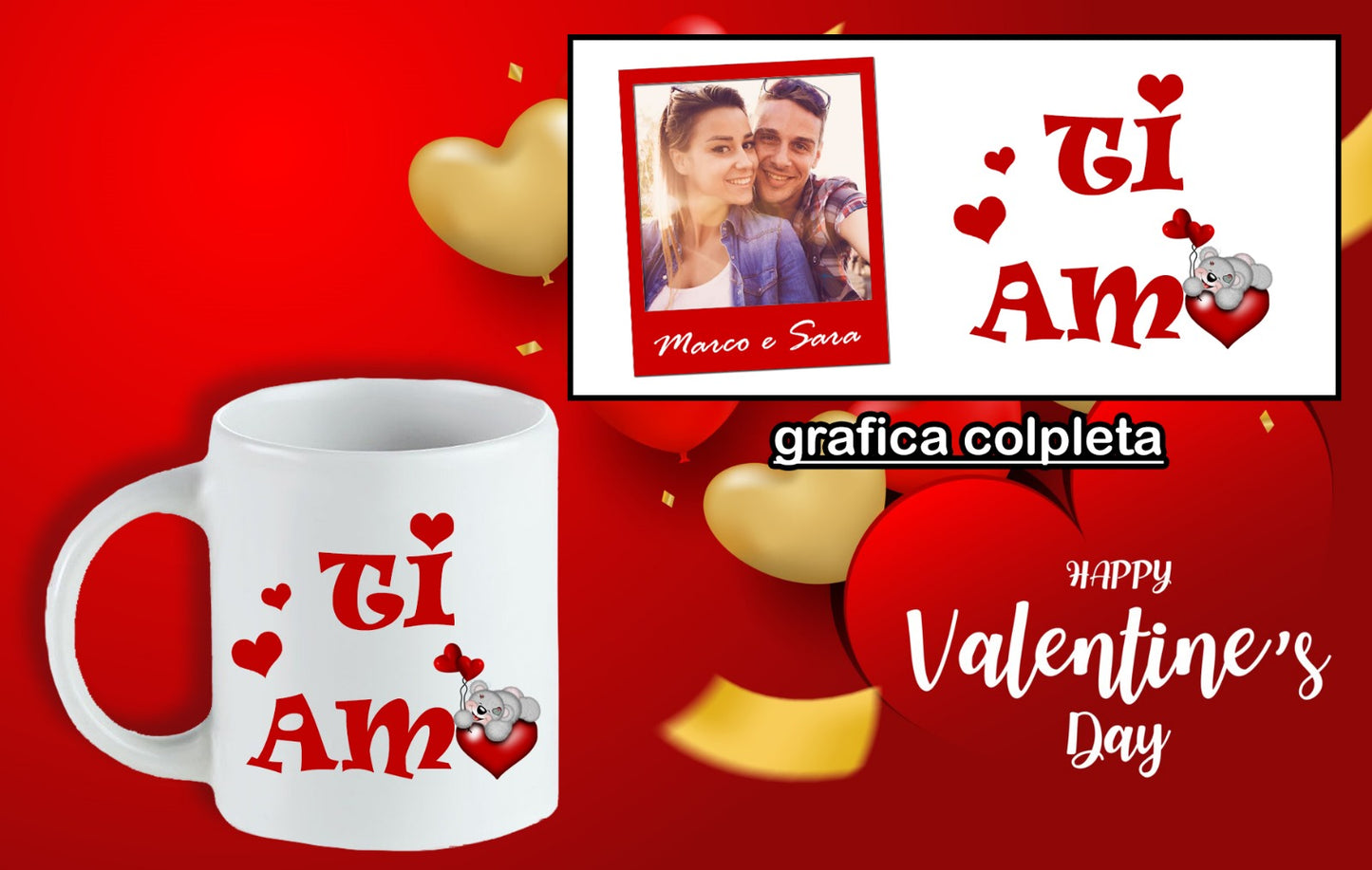 Tazza San Valentino con foto e nomi