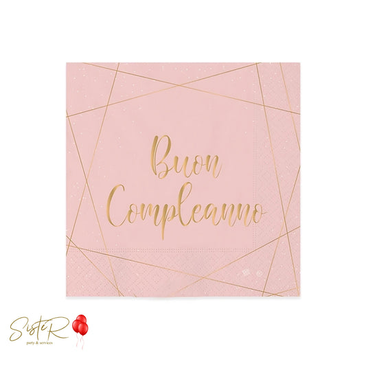 Tovaglioli "Buon Compleanno Rose e Oro"