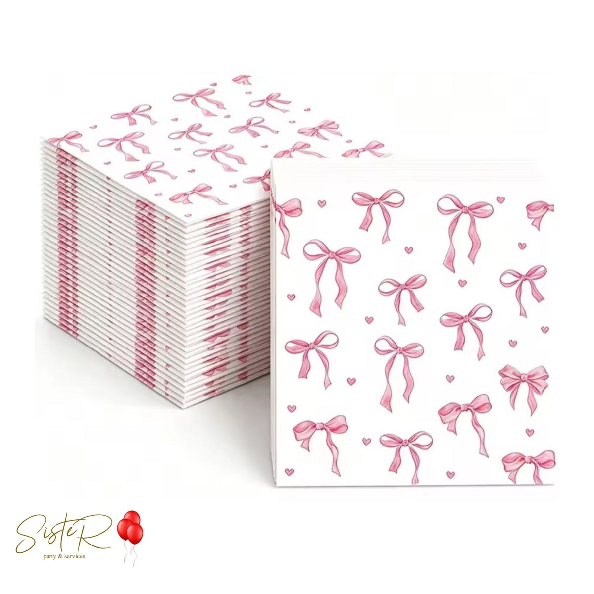 Tovaglioli Fiocchetti Rosa – 20 Pezzi | Party Coquette