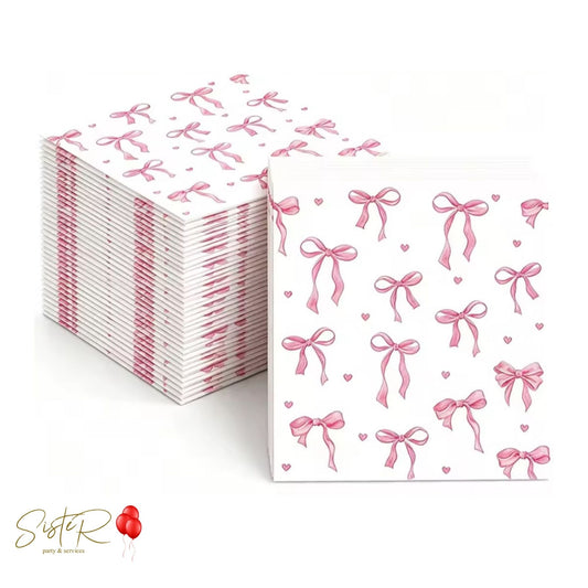Tovaglioli Fiocchetti Rosa – 20 Pezzi | Party Coquette