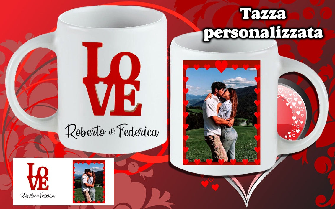 Tazza San Valentino con foto e nomi