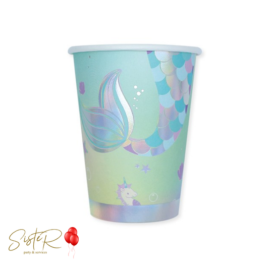 Bicchieri carta Sirena Mermaid 8pz