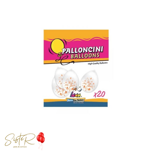 blister contenente 20 palloncini in lattice con la scritta "W gli sposi"