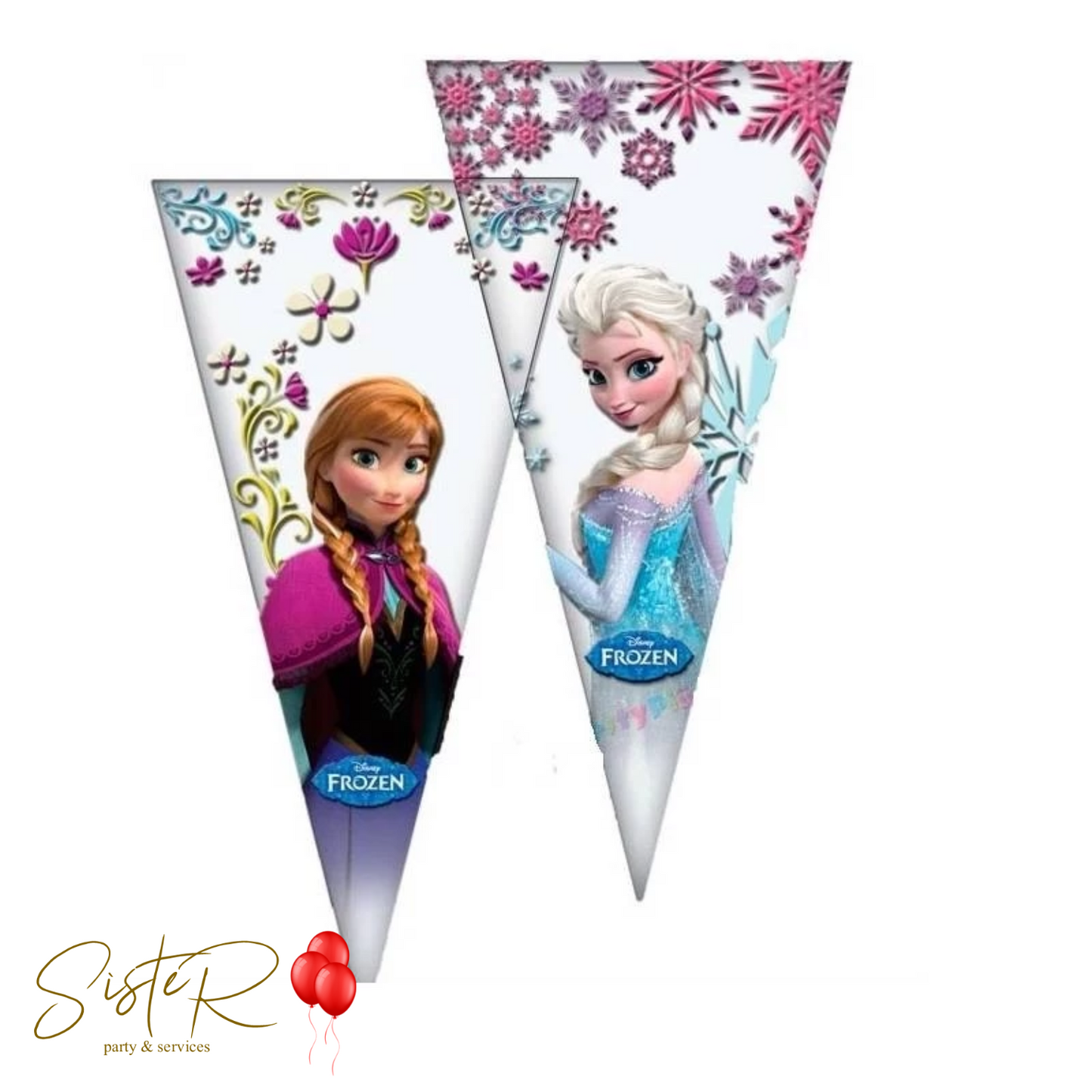 Bustine a forma di cono Frozen in plastica 20x40