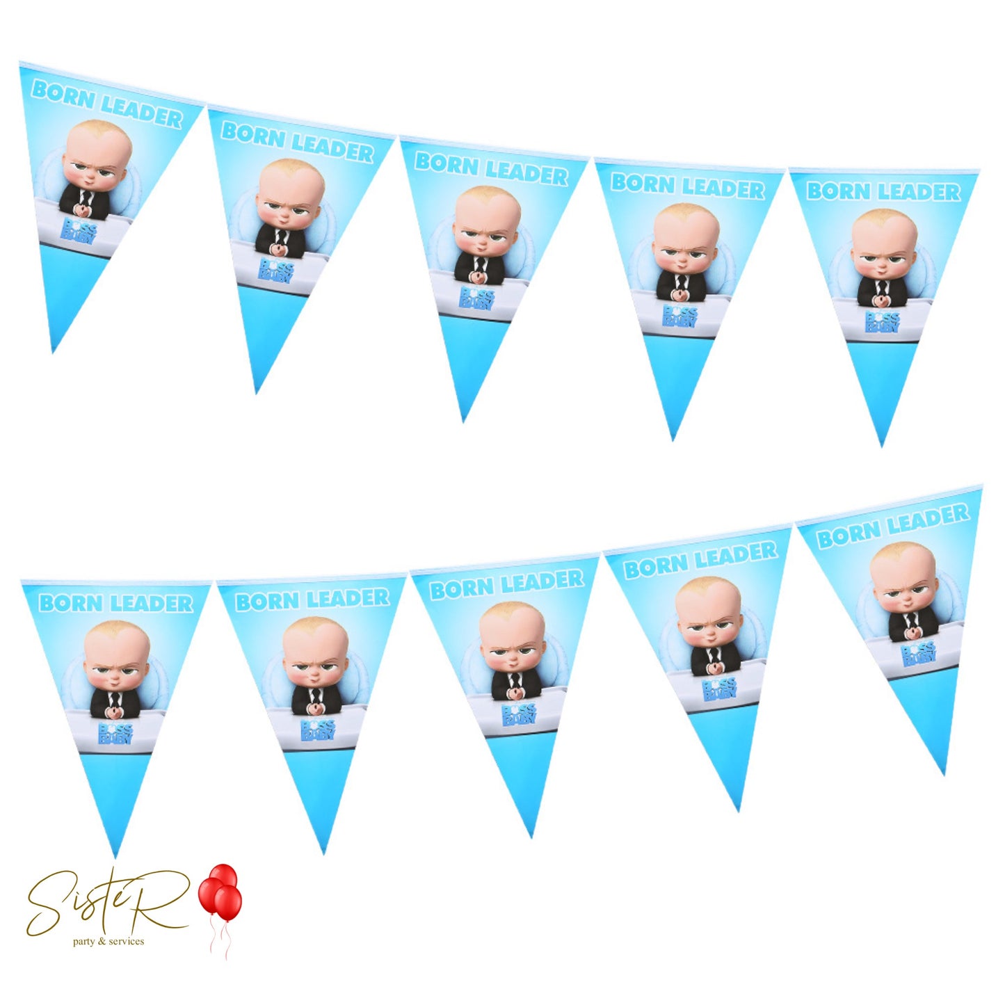 Bandierine Festa a Tema Boss Baby – Festone Decorativo Compleanno