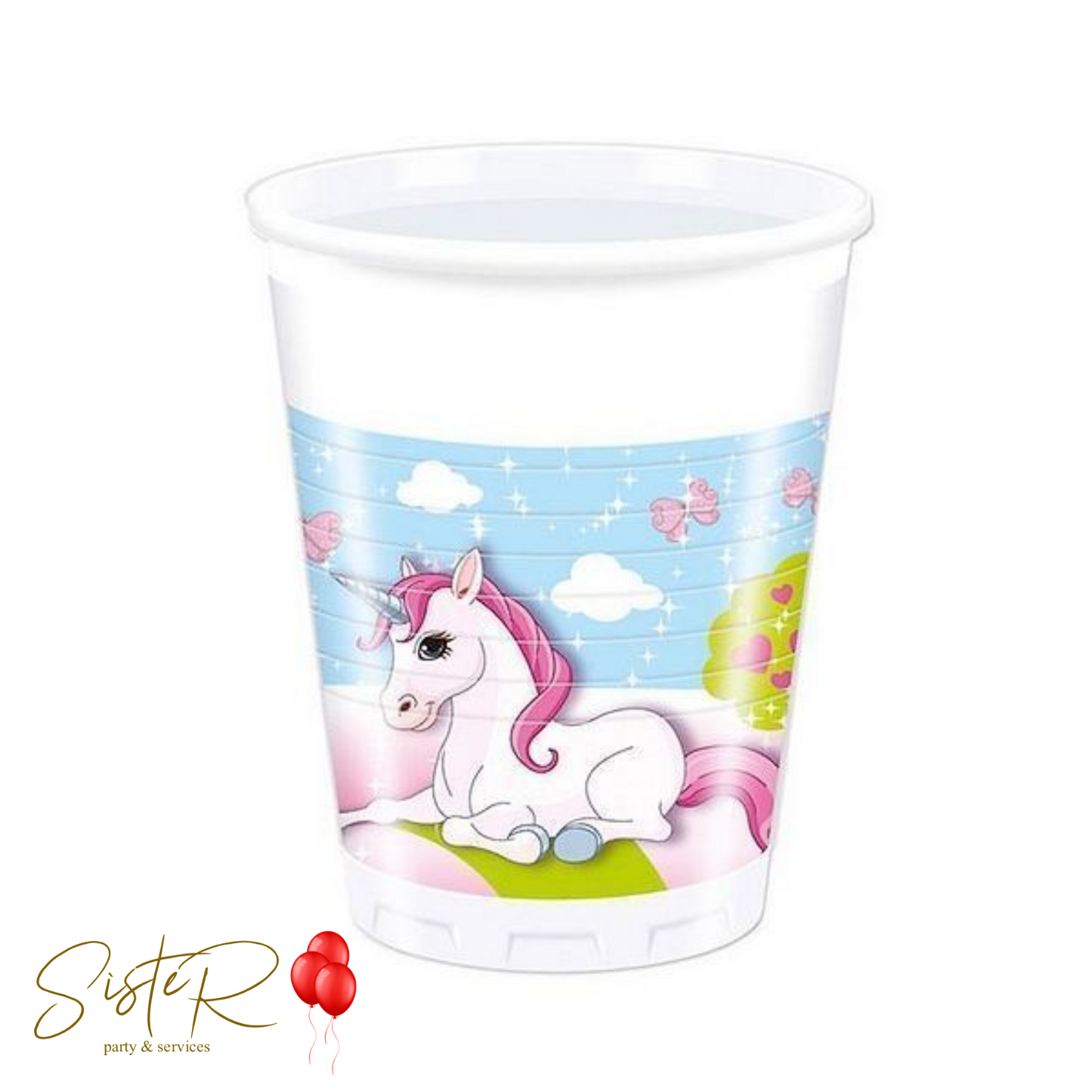 Bicchieri in plastica 200 ml Unicorno