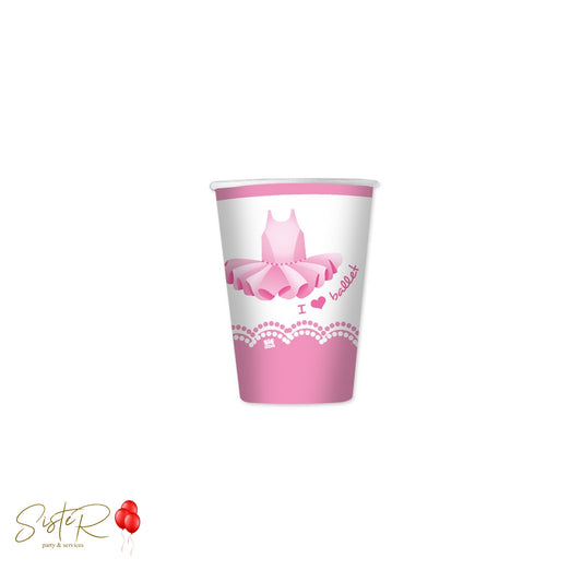 Bicchieri Carta Tema Ballerina Rosa per Compleanno Bambina – Set 8 Bicchieri Festa Danza