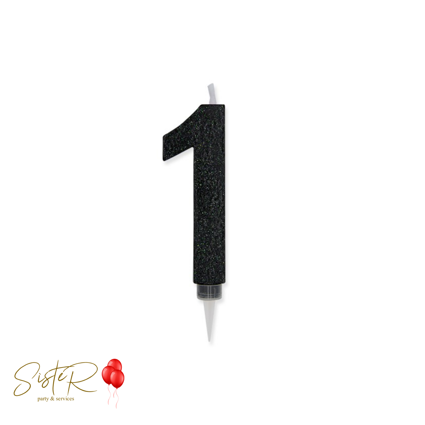 Candelina Numero Maxi Nero Glitter