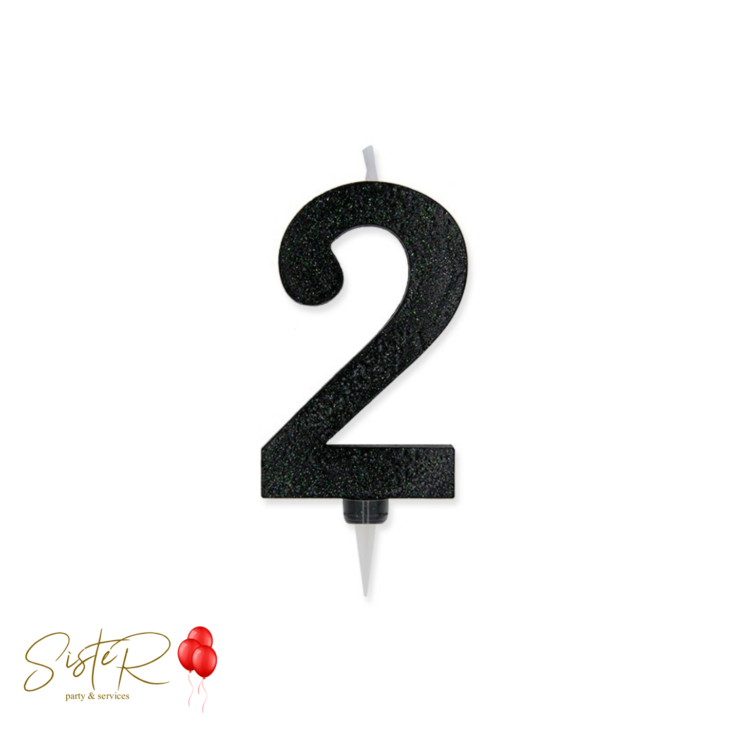 Candelina Numero Maxi Nero Glitter