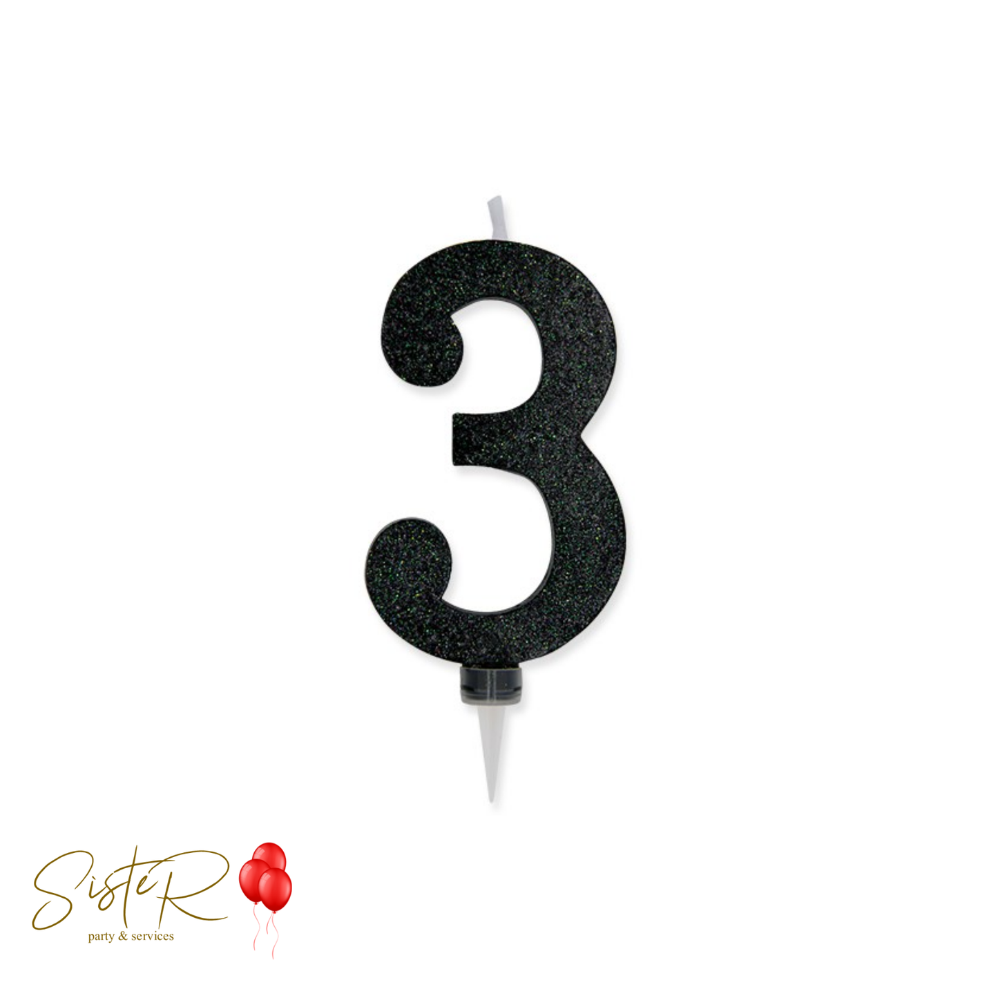 Candelina Numero Maxi Nero Glitter
