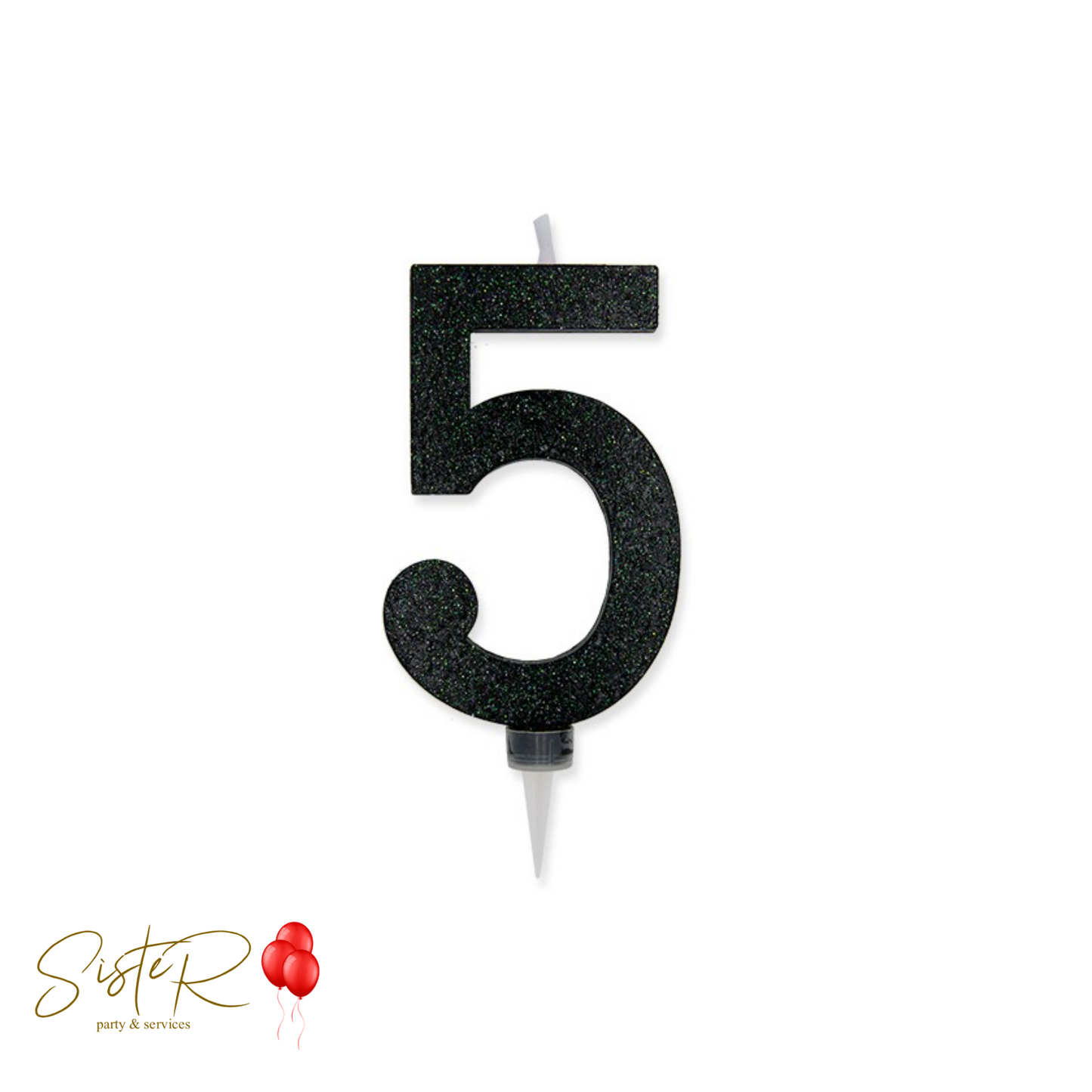 Candelina Numero Maxi Nero Glitter