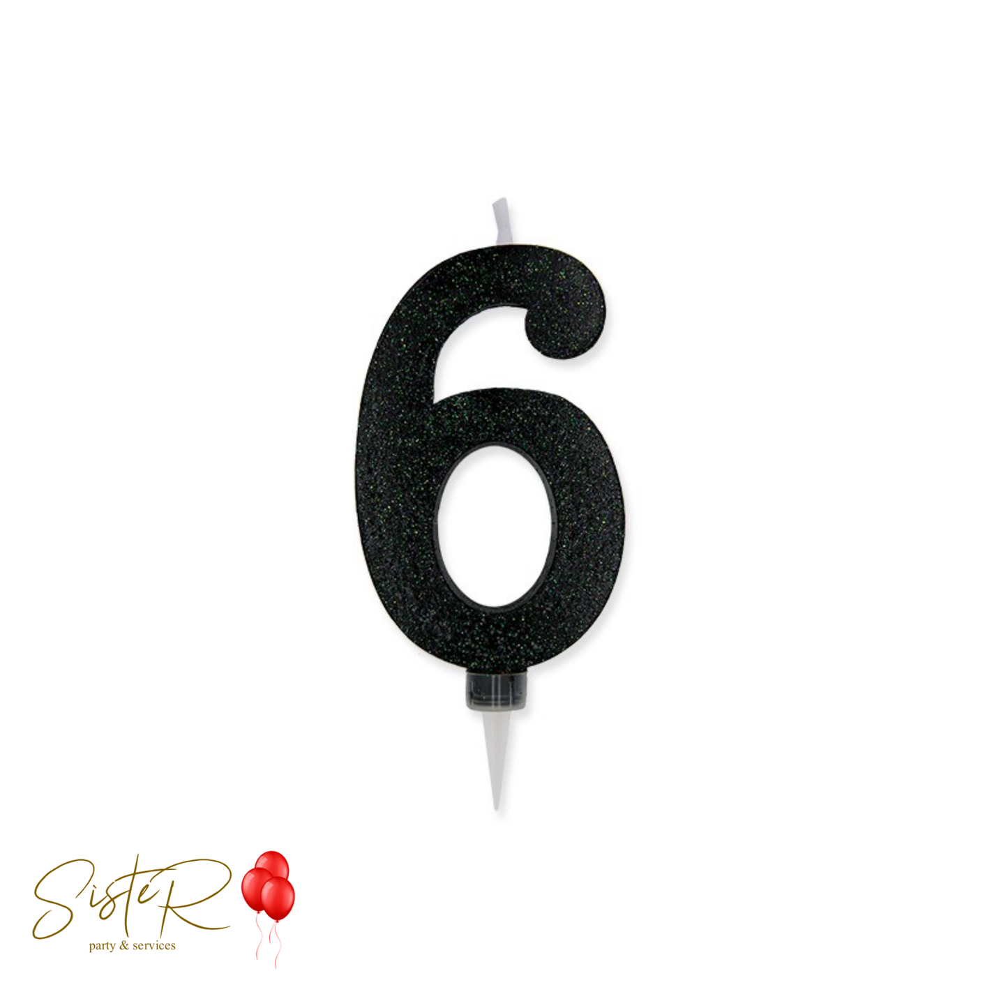 Candelina Numero Maxi Nero Glitter