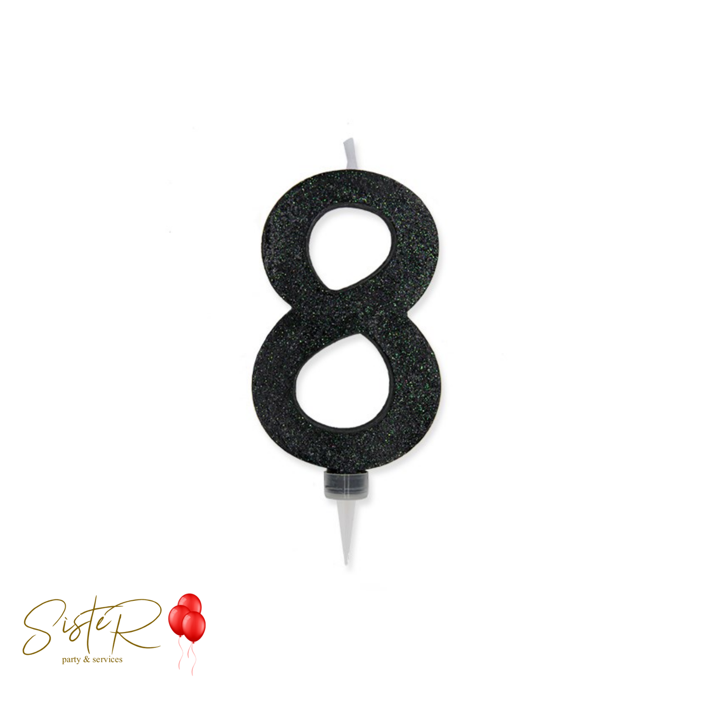 Candelina Numero Maxi Nero Glitter