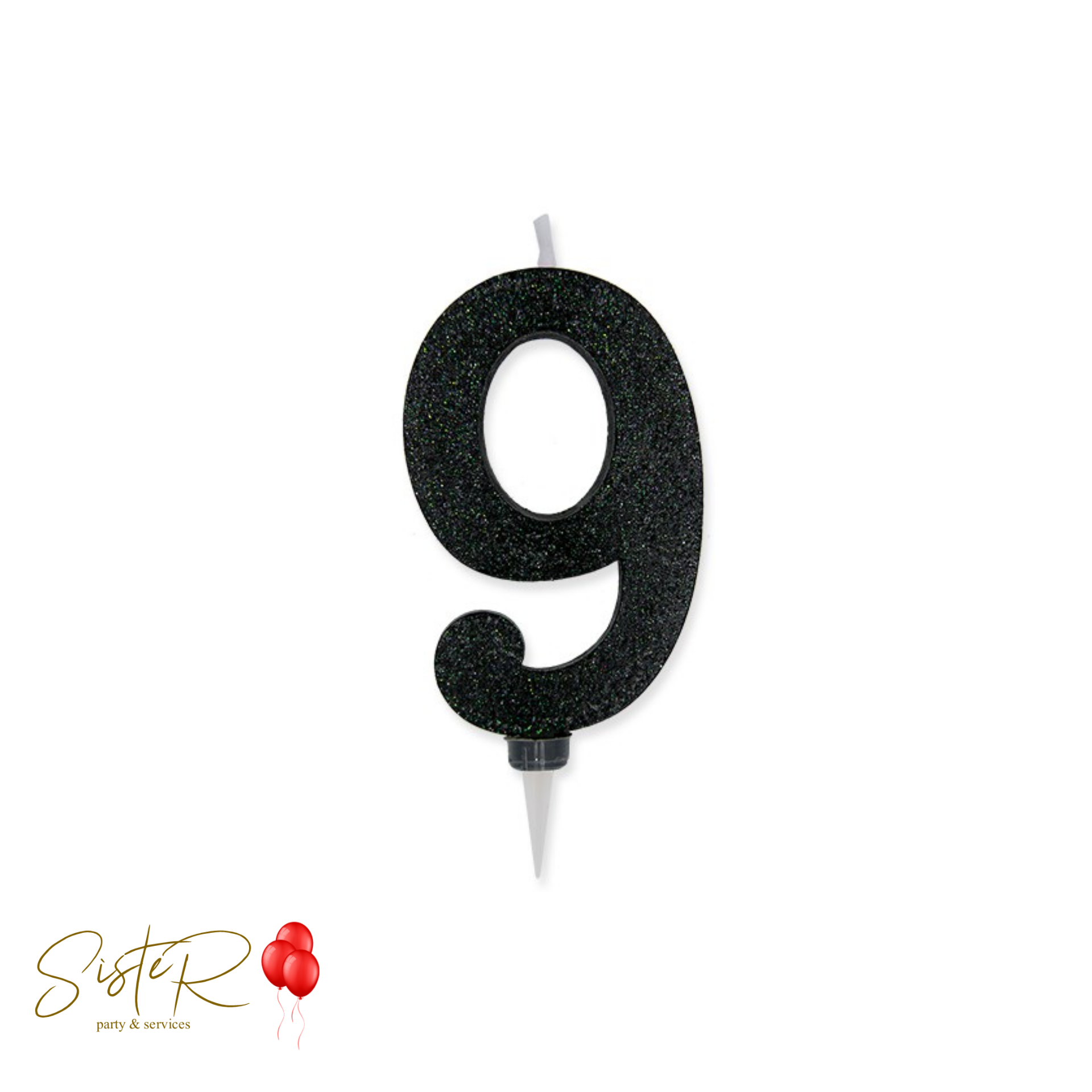 Candelina Numero Maxi Nero Glitter – SisteR party\u0026services, image size:1920x1920