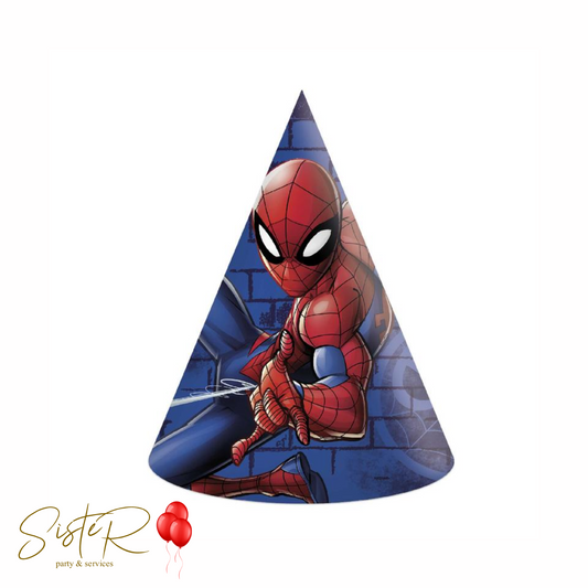 Cappellini cono Spiderman - 6 pz