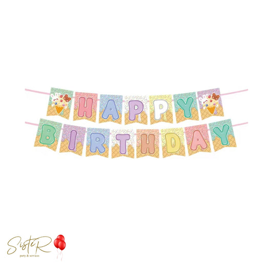 Festone "Happy Birthday" a tema Gelato