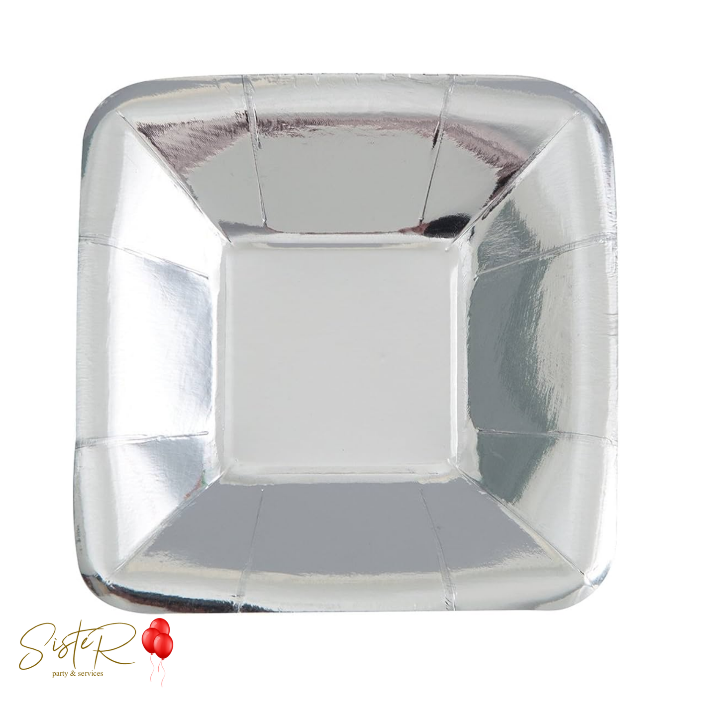 Piatto quadrato argento 12,7 cm – Confezione da 8 pezzi