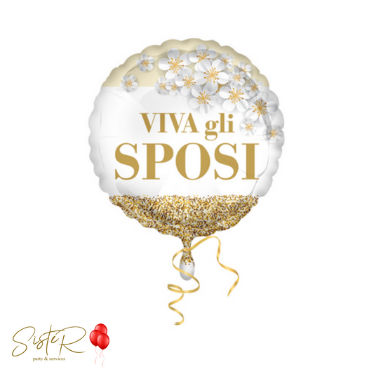 PALLONCINO FOIL IN MYLAR MATRIMONIO VIVA GLI SPOSI