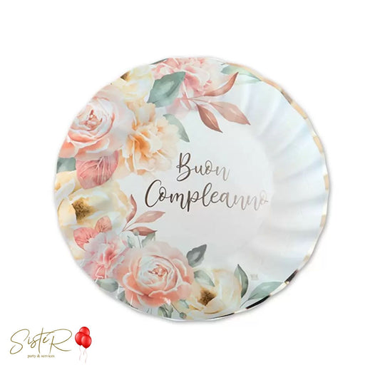 Piatti di Carta Buon Compleanno Oro Rosa