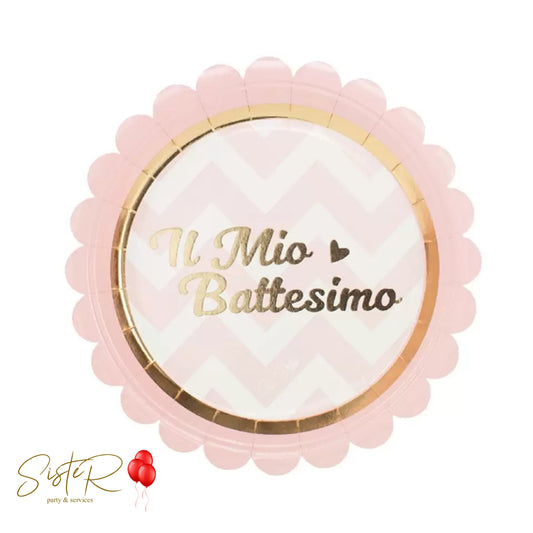 Piattini Dessert Rosa "Il Mio Battesimo"