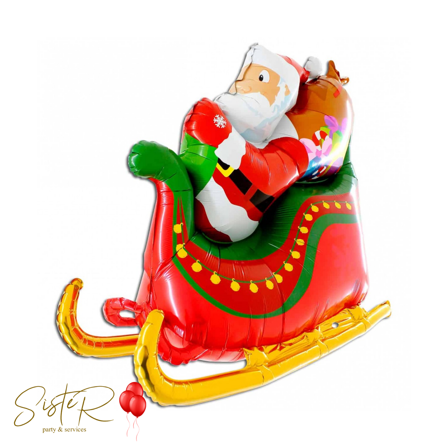 Palloncino 3D Babbo Natale su slitta 117cm