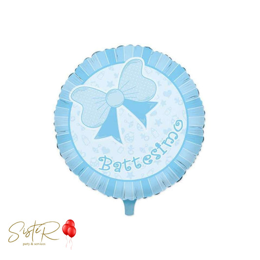 Palloncino Battesimo Celeste con Fiocco