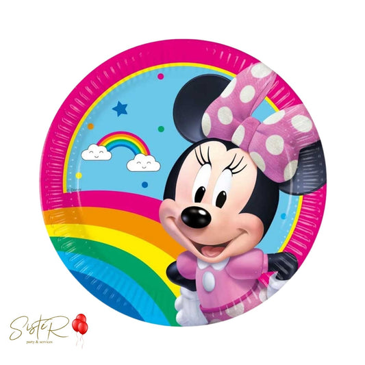 Piatti di Carta Minnie "Rainbow Make Me Smile" - 23 cm, 8 pz