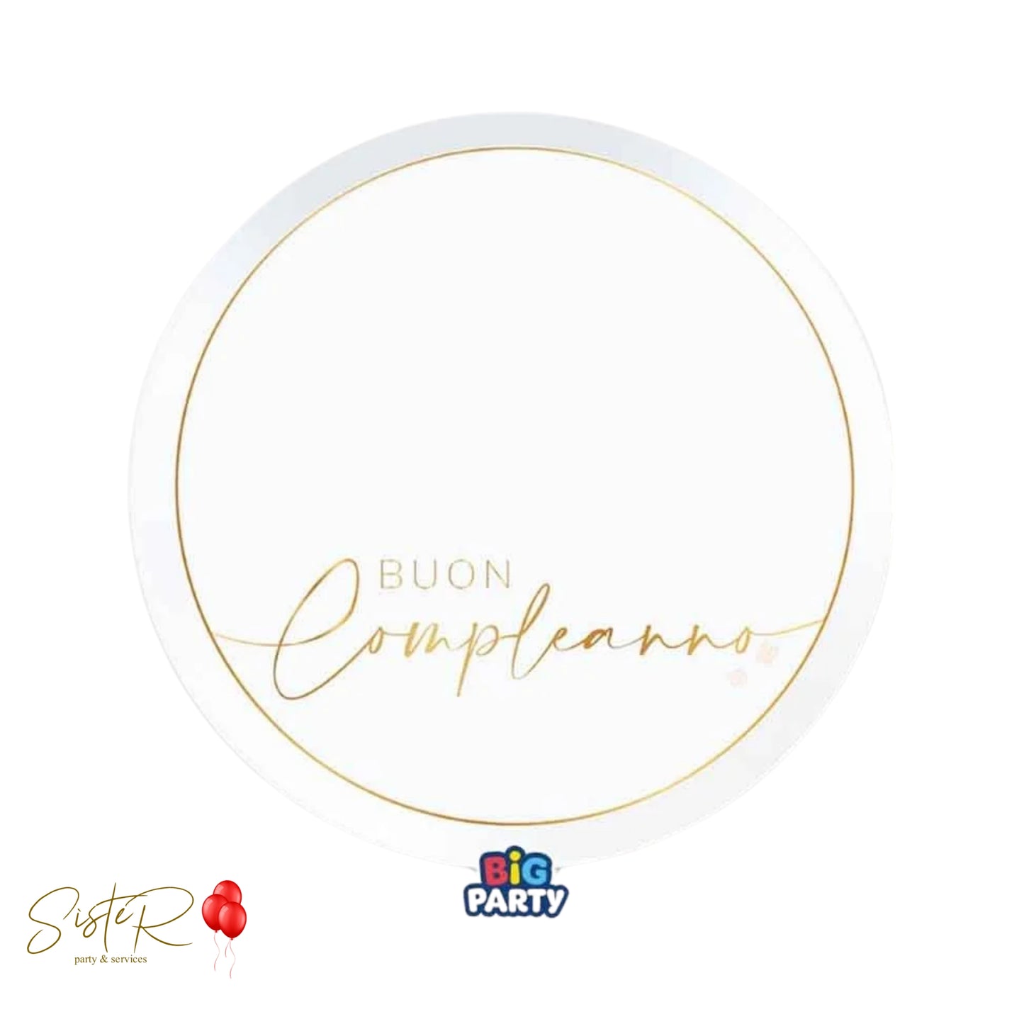 Piatti di Carta "Buon Compleanno White & Gold"