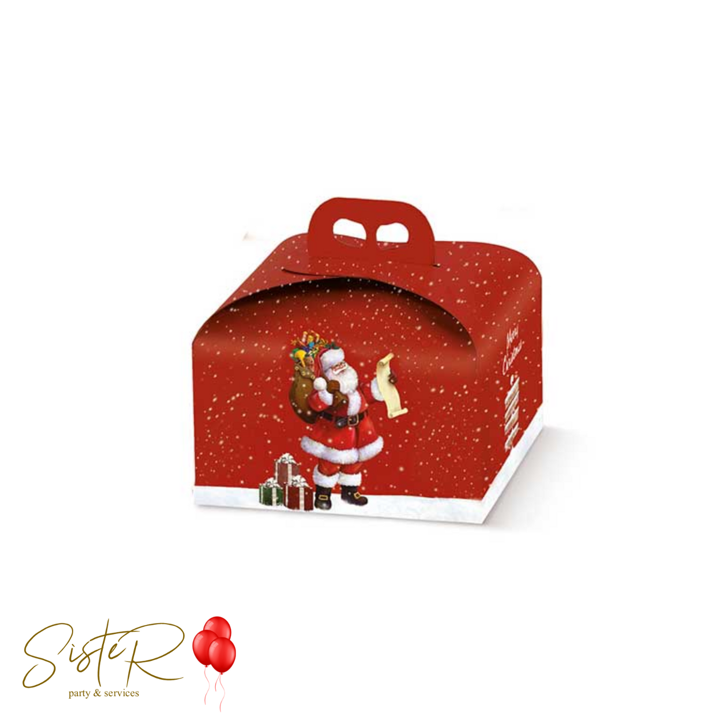 Scatola Porta Panettone Rossa BABBO NATALE