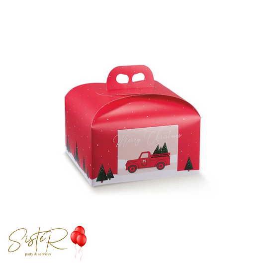 Scatola Porta Panettone Merry Christmas Red Pickup