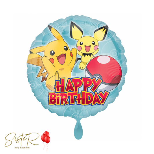 Pallone foil standard 17" - 42 cm Happy Birthday Pokemon