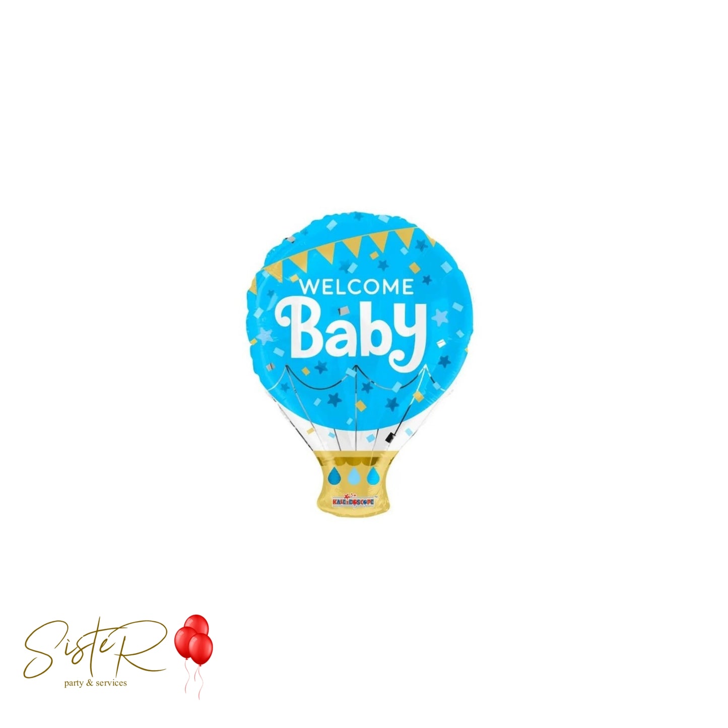 Palloncino Mongolfiera Azzurra "Welcome Baby