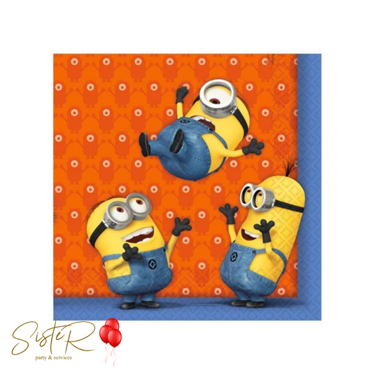 Tovaglioli Minions | 20 pezzi, 33x33 cm