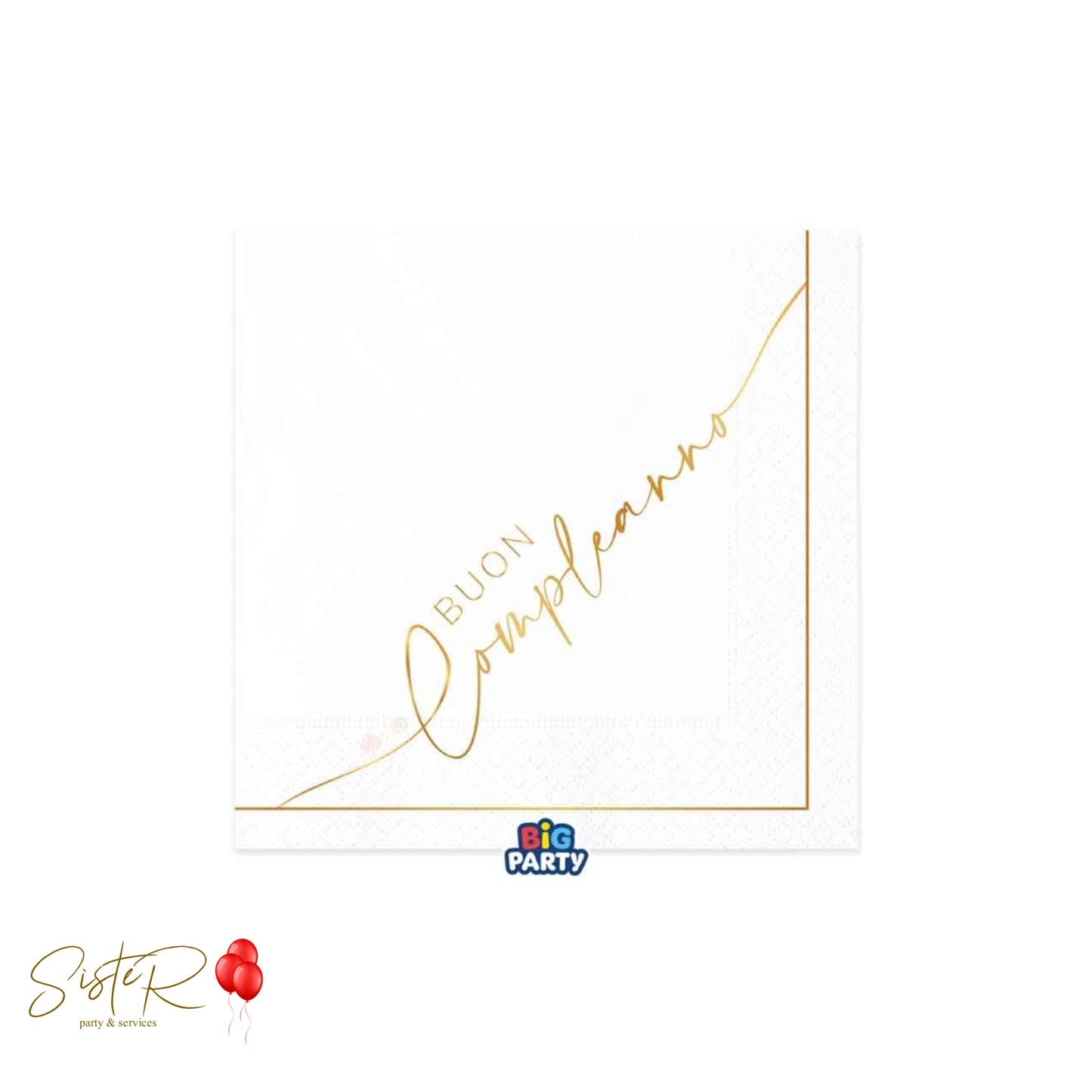 Tovaglioli "Buon Compleanno White & Gold"