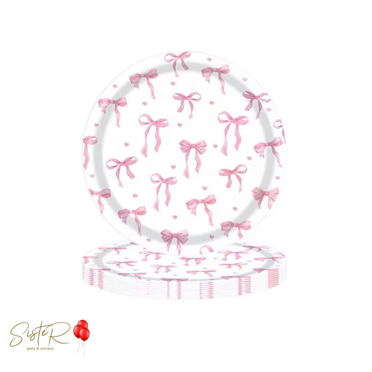 Piatti Fiocchetti Rosa Ø 18 cm – 10 Pezzi | Party Coquette
