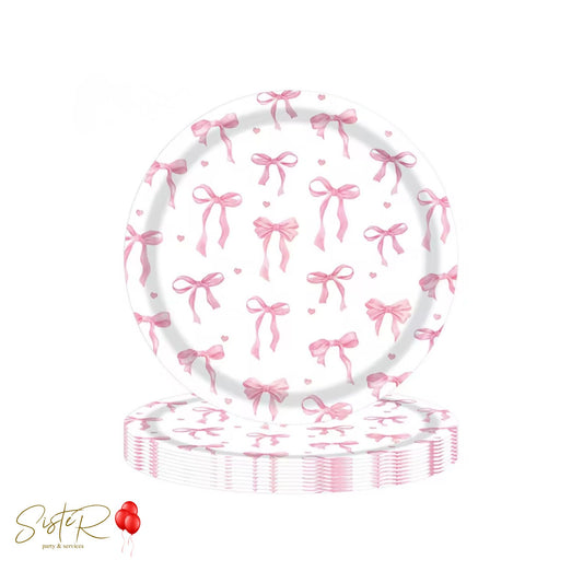 Piatti Fiocchetti Rosa Ø 22,5 cm – Party Coquette - 10 pezzi