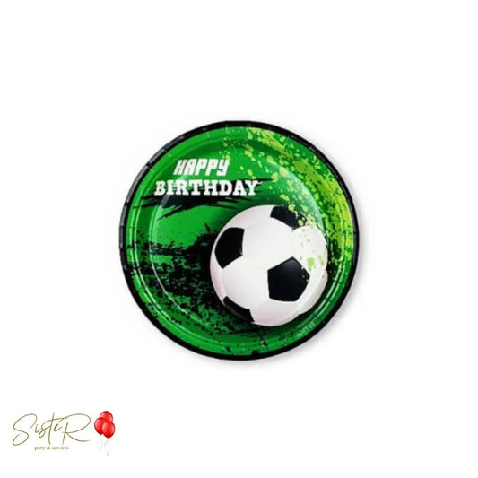 Piattini Happy Birthday Calcio Ø18 cm – 8 Pezzi in Cartoncino