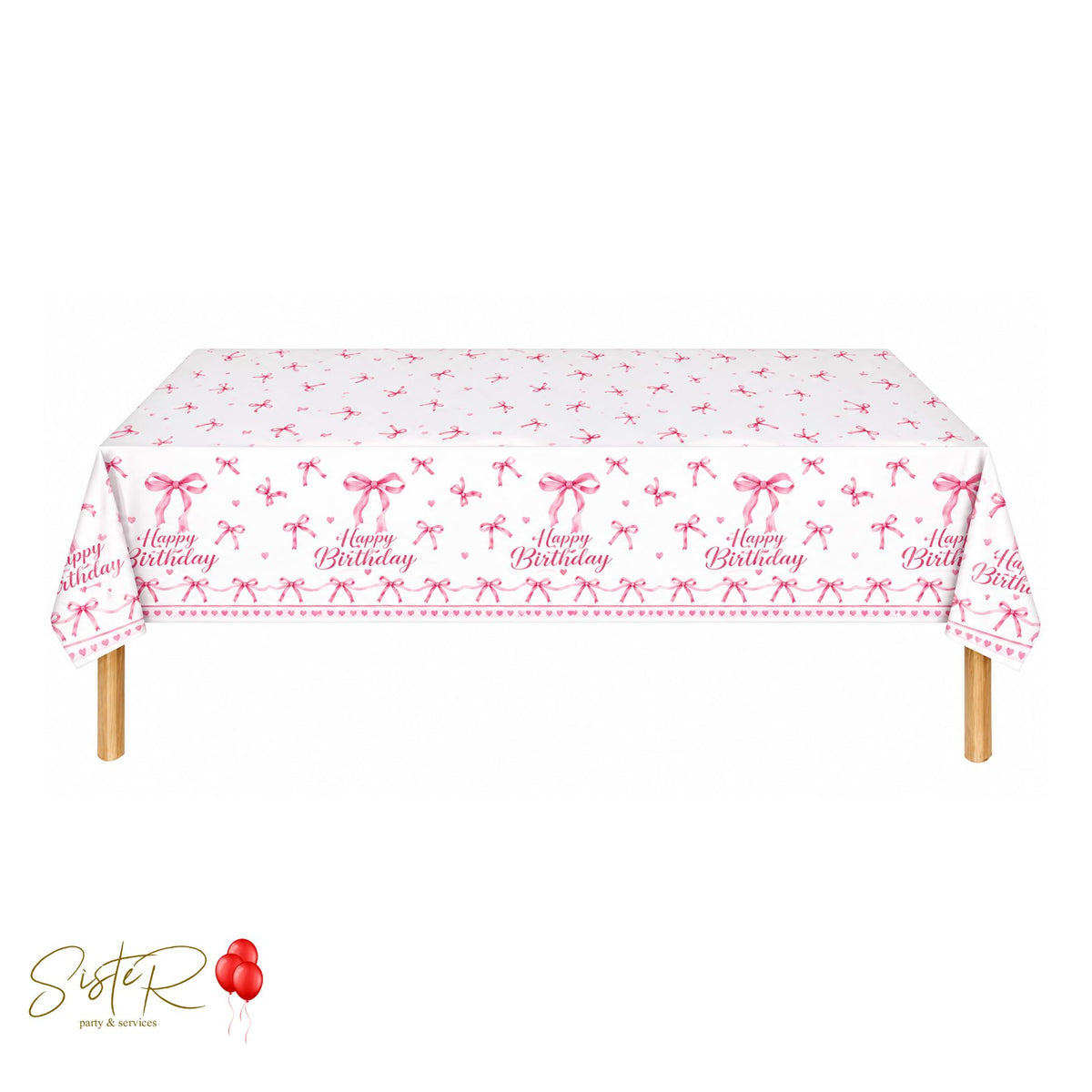 Tovaglia Fiocchetti Rosa Happy Birthday 137 × 274 cm | Party Coquette