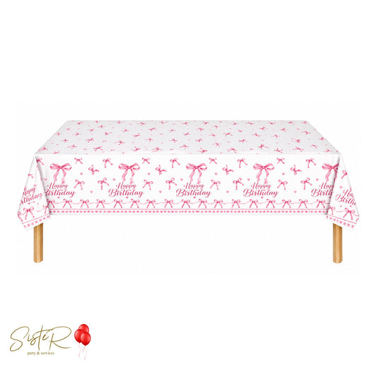 Tovaglia Fiocchetti Rosa Happy Birthday 137 × 274 cm | Party Coquette