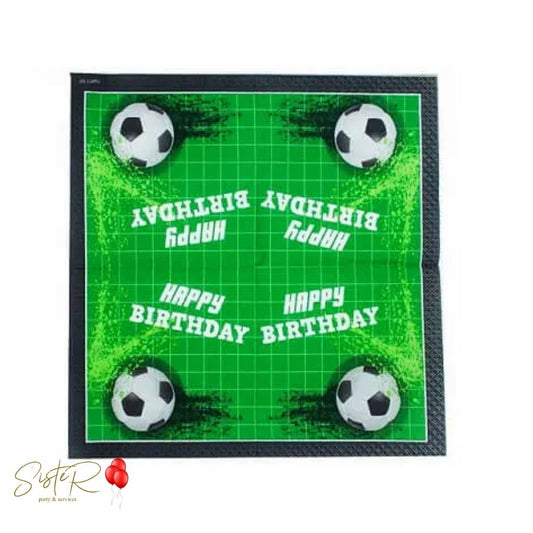 Tovaglioli Happy Birthday Calcio 33x33 cm – 10 Pezzi